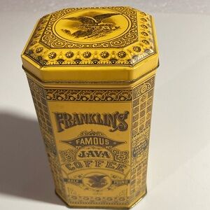 VINTAGE FRANKLIN’S FAMOUS JAVA COFFEE TIN CANISTER